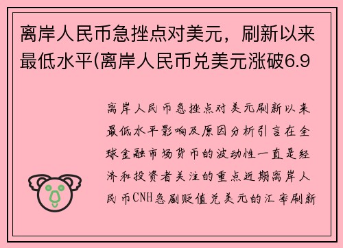 离岸人民币急挫点对美元，刷新以来最低水平(离岸人民币兑美元涨破6.97)